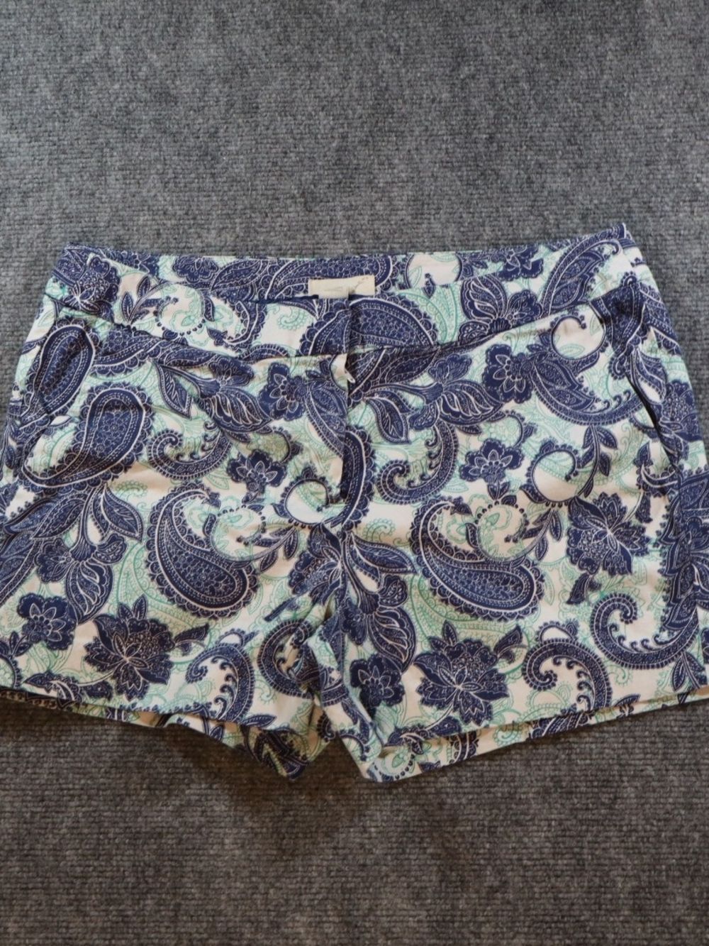 Kenji Womens Paisley Bermuda Shorts Size 8 Navy Mint Casual Summer